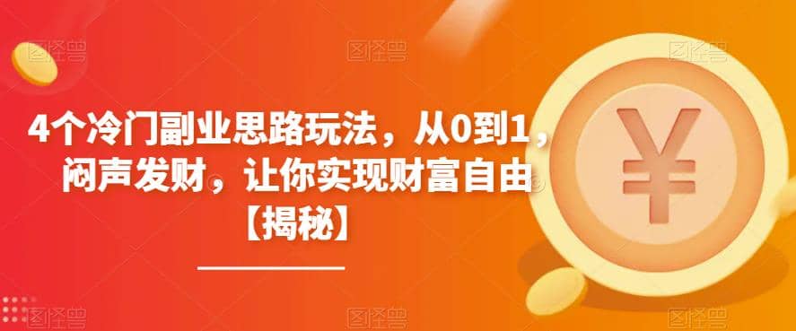 4个冷门副业思路玩法，从0到1，闷声发财，让你实现财富自由【揭秘】-时光资源网