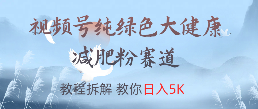 视频号纯绿色大健康粉赛道，教程拆解，教你日入5K-时光资源网