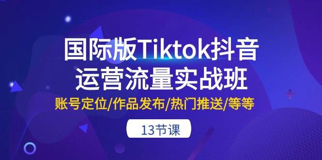 国际版Tiktok抖音运营流量实战班：账号定位/作品发布/热门推送/等等-13节-时光资源网