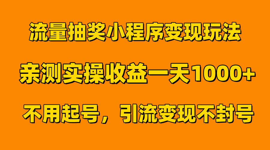 流量抽奖小程序变现玩法，亲测一天1000+不用起号当天见效-时光资源网