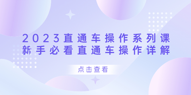 2023直通车操作 系列课，新手必看直通车操作详解-时光资源网