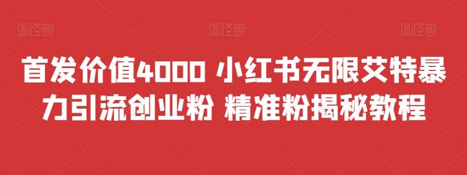 首发价值4000 小红书无限艾特暴力引流创业粉 精准粉揭秘教程-时光资源网