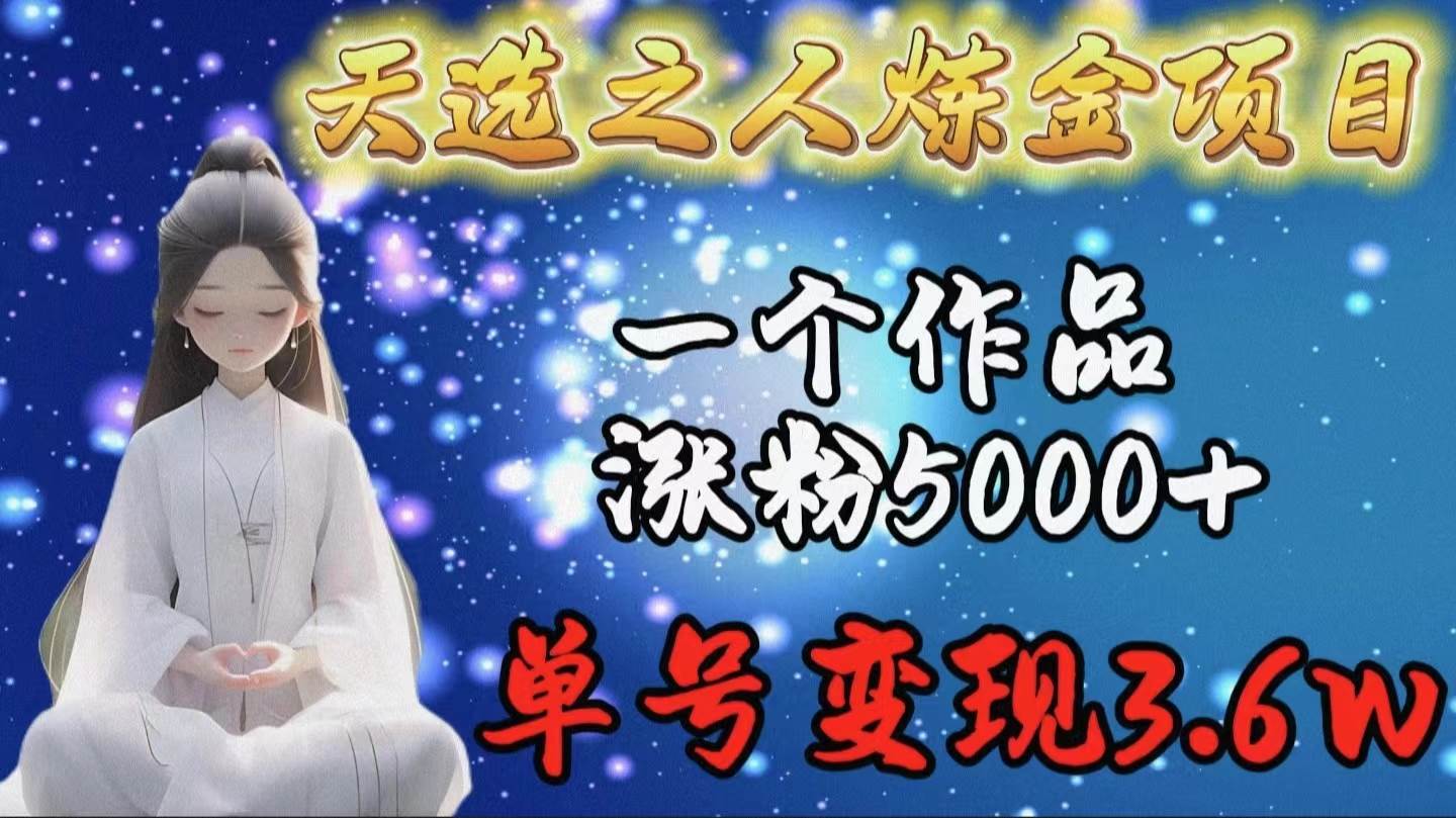 天选之人炼金项目，一个作品涨粉5000+，单号变现3.6w-时光资源网