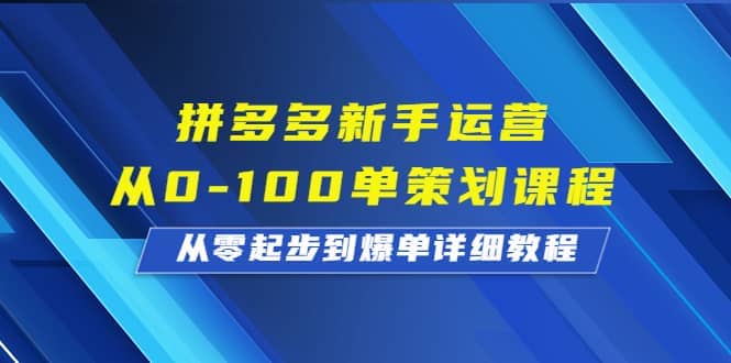 拼多多新手运营从0-100单策划课程，从零起步到爆单详细教程-时光资源网