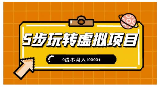 新手小白只需5步，即可玩转虚拟项目，0成本月入10000+【视频课程】-时光资源网