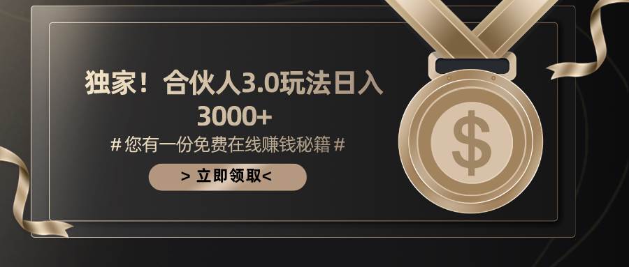 游戏合伙人3.0，日入3000+，无限扩大的蓝海项目-时光资源网