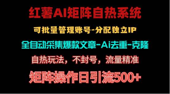 红薯矩阵自热系统，独家不死号引流玩法！矩阵操作日引流500+-时光资源网