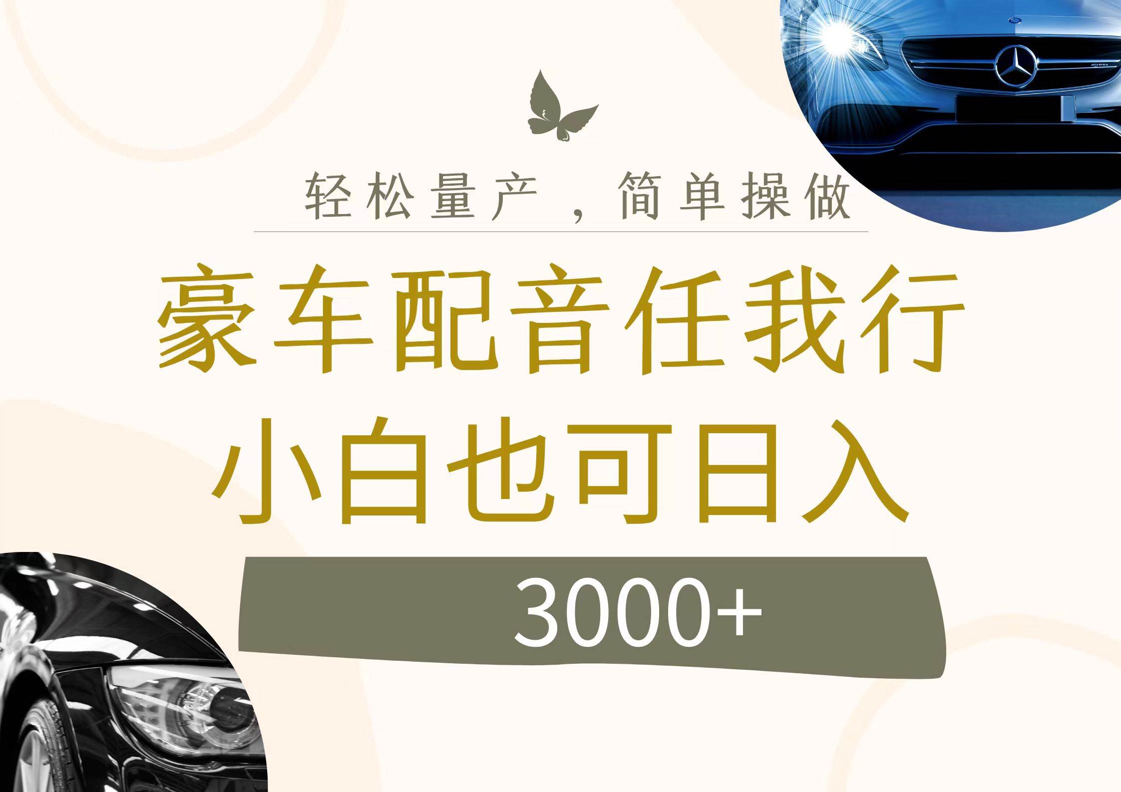 不为人知的暴力小项目，豪车配音，日入3000+-时光资源网