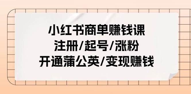 小红书商单赚钱课：注册/起号/涨粉/开通蒲公英/变现赚钱（25节课）-时光资源网
