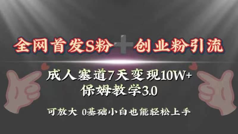 全网首发s粉加创业粉引流变现，成人用品赛道7天变现10w+保姆教学3.0-时光资源网