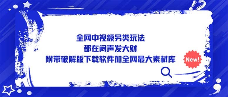 全网中视频另类玩法，都在闷声发大财，附带下载软件加全网最大素材库-时光资源网