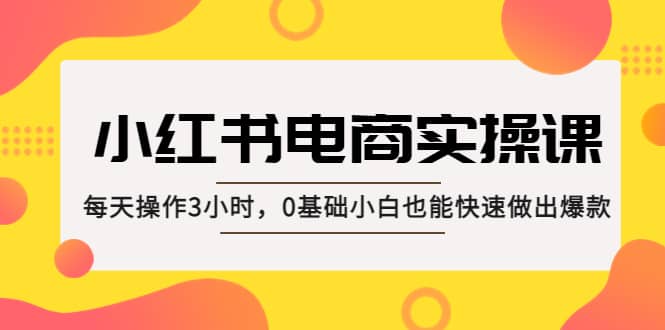 小红书·电商实操课：每天操作3小时，0基础小白也能快速做出爆款-时光资源网