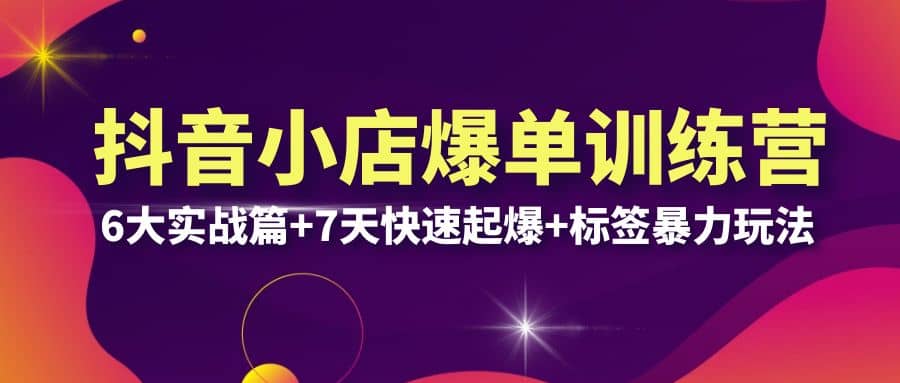 抖音小店爆单训练营VIP线下课：6大实战篇+7天快速起爆+标签暴力玩法(32节)-时光资源网