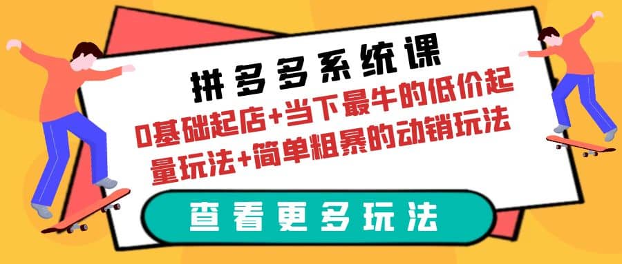拼多多系统课：0基础起店+当下最牛的低价起量玩法+简单粗暴的动销玩法-时光资源网