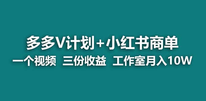 【蓝海项目】多多v计划+小红书商单 一个视频三份收益 工作室月入10w打法-时光资源网