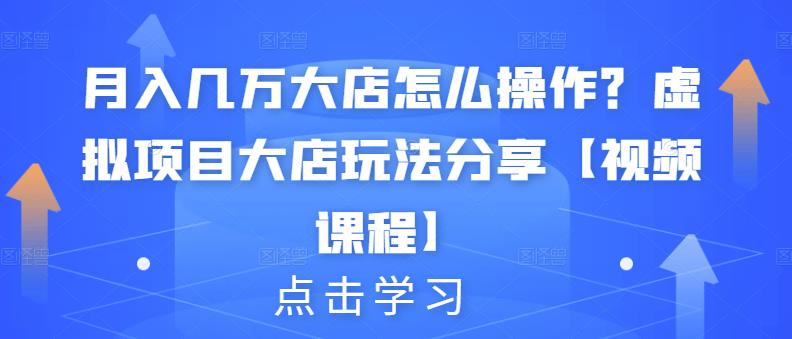 月入几万大店怎么操作？虚拟项目大店玩法分享【视频课程】-时光资源网