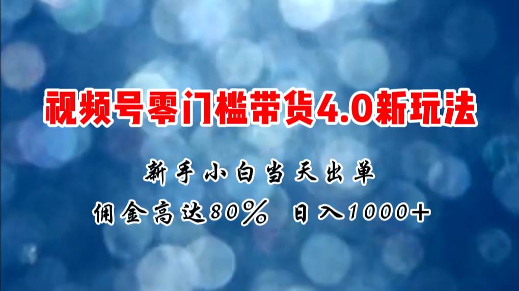 微信视频号零门槛带货4.0新玩法，新手小白当天见收益，日入1000+-时光资源网