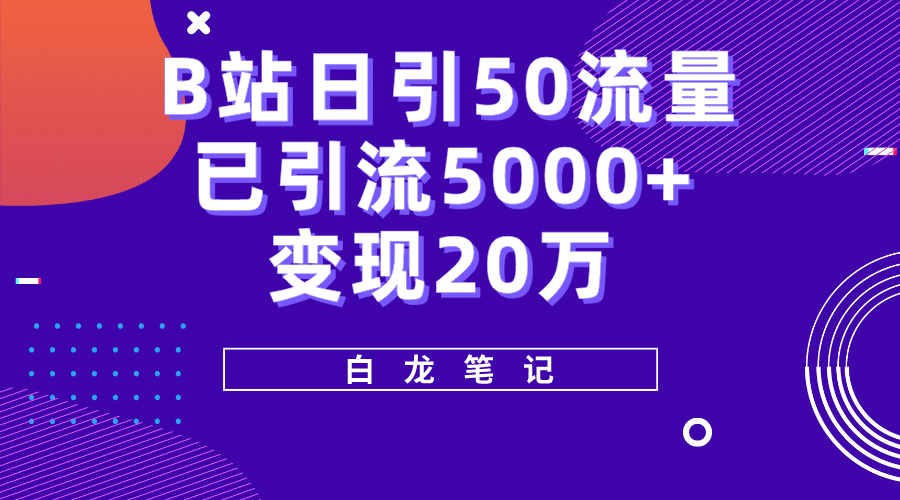 B站日引50+流量，实战已引流5000+变现20万，超级实操课程-时光资源网