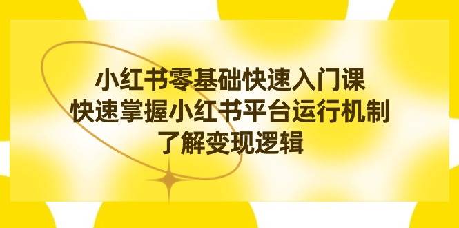 小红书0基础快速入门课，快速掌握小红书平台运行机制，了解变现逻辑-时光资源网