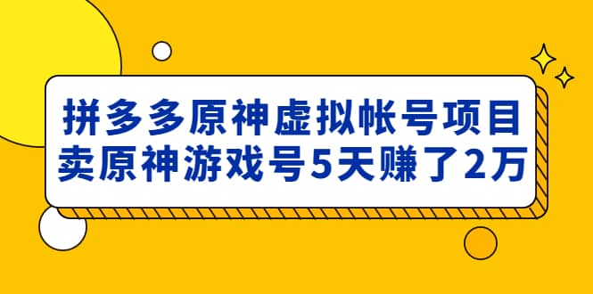 外面卖2980的拼多多原神虚拟帐号项目-时光资源网