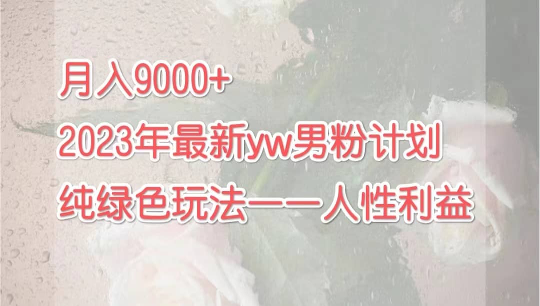 月入9000+2023年9月最新yw男粉计划绿色玩法——人性之利益-时光资源网