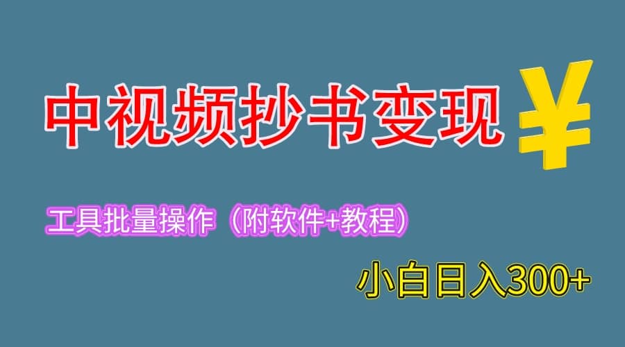 2023中视频抄书变现（附工具+教程），一天300+，特别适合新手操作的副业-时光资源网