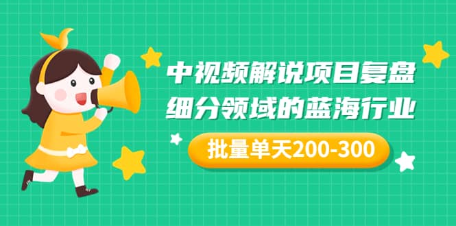 某付费文章：中视频解说项目复盘：细分领域的蓝海行业 批量单天200-300收益-时光资源网