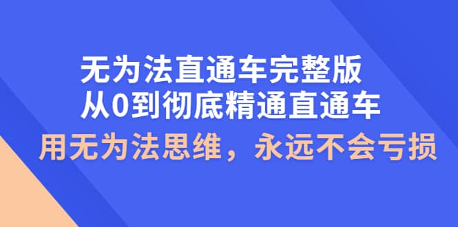 无为法直通车完整版：从0到彻底精通直通车，用无为法思维，永远不会亏损-时光资源网