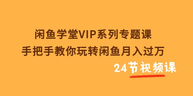 闲鱼学堂VIP系列专题课：手把手教你玩转闲鱼月入过万（共24节视频课）-时光资源网