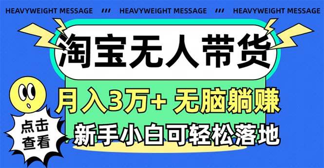 淘宝无人带货3.0高收益玩法，月入3万+，无脑躺赚，新手小白可落地实操-时光资源网