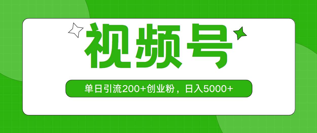 视频号，单日引流200+创业粉，日入5000+-时光资源网