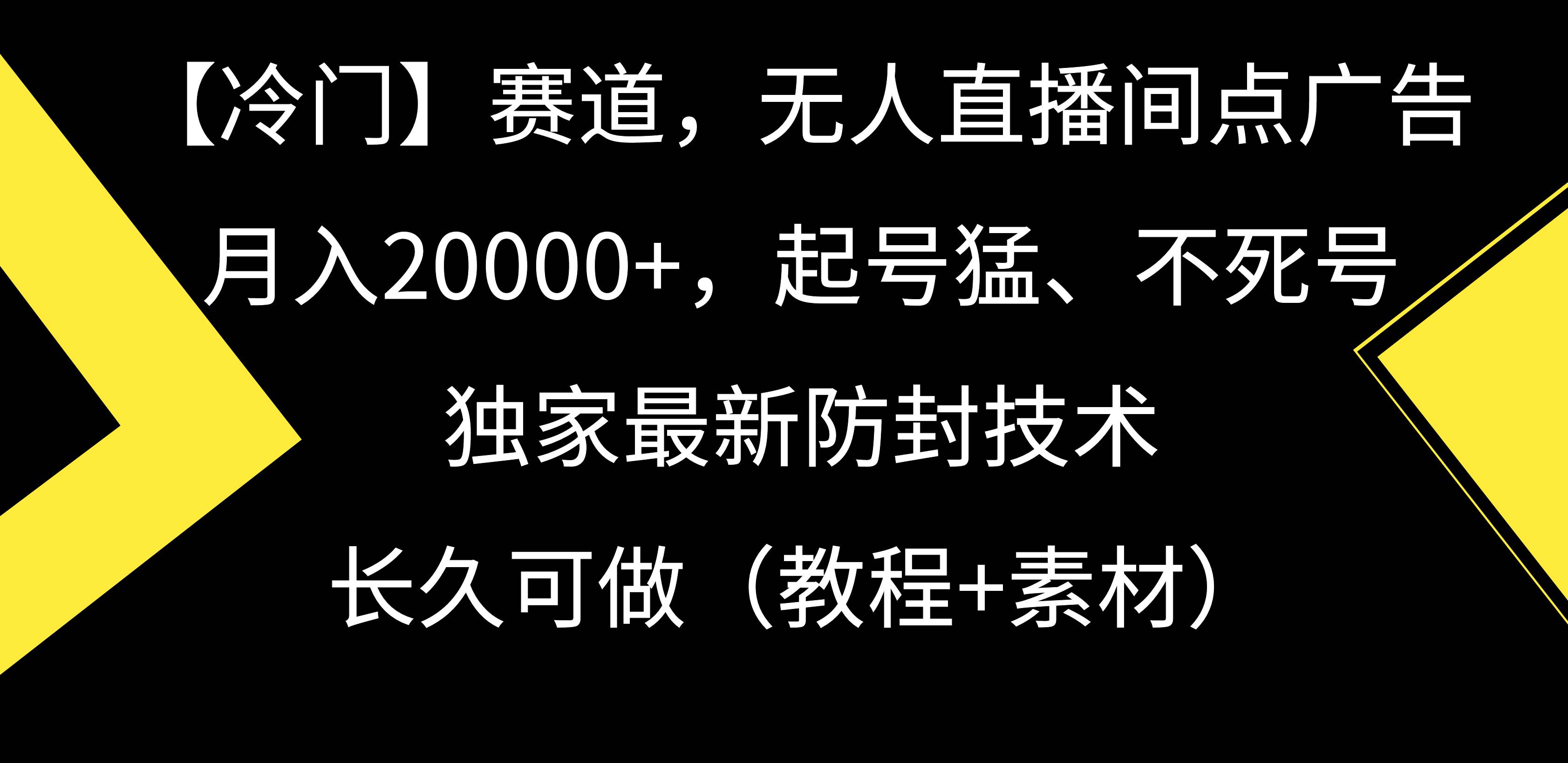 【冷门】赛道，无人直播间点广告，月入20000+，起号猛、不死号，独家最…-时光资源网