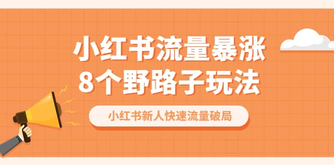 小红书流量-暴涨8个野路子玩法：小红书新人快速流量破局（8节课）-时光资源网