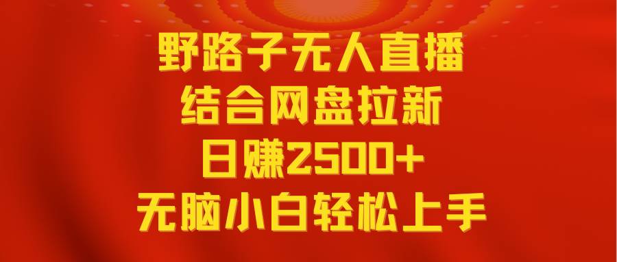 无人直播野路子结合网盘拉新，日赚2500+多平台变现，小白无脑轻松上手操作-时光资源网