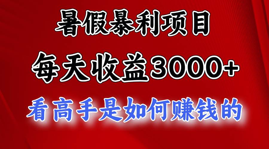 暑假暴利项目，每天收益3000+ 努努力能达到5000+，暑假大流量来了-时光资源网