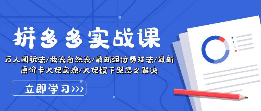 拼多多·实战课：万人团玩法/截流自然流/最新强付费打法/最新原价卡大促..-时光资源网