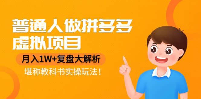 普通人做拼多多虚拟项目，复盘大解析，堪称教科书实操玩法-时光资源网