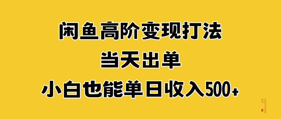 闲鱼高阶变现打法，当天出单，小白也能单日收入500+-时光资源网