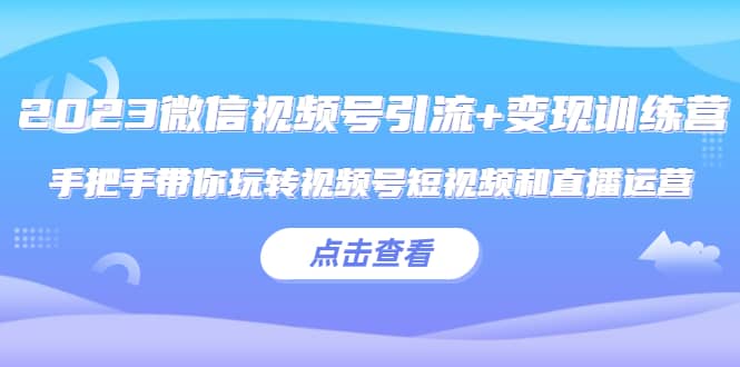 2023微信视频号引流+变现训练营：手把手带你玩转视频号短视频和直播运营-时光资源网