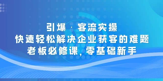 引爆·客流实操：快速轻松解决企业获客的难题，老板必修课，零基础新手-时光资源网