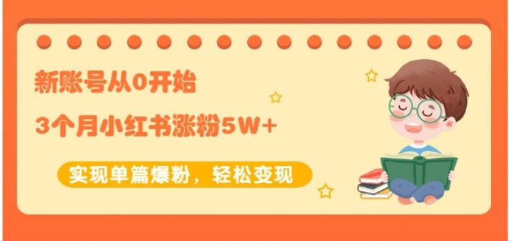 新账号从0开始3个月小红书涨粉5W+实现单篇爆粉，轻松变现（干货）-时光资源网