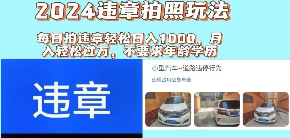 2024违章拍照新玩法，推广躺赚+拍照赚钱双模式，日入1000+-时光资源网