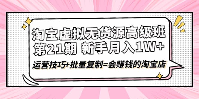 淘宝虚拟无货源高级班【第21期】运营技巧+批量复制=会赚钱的淘宝店-时光资源网