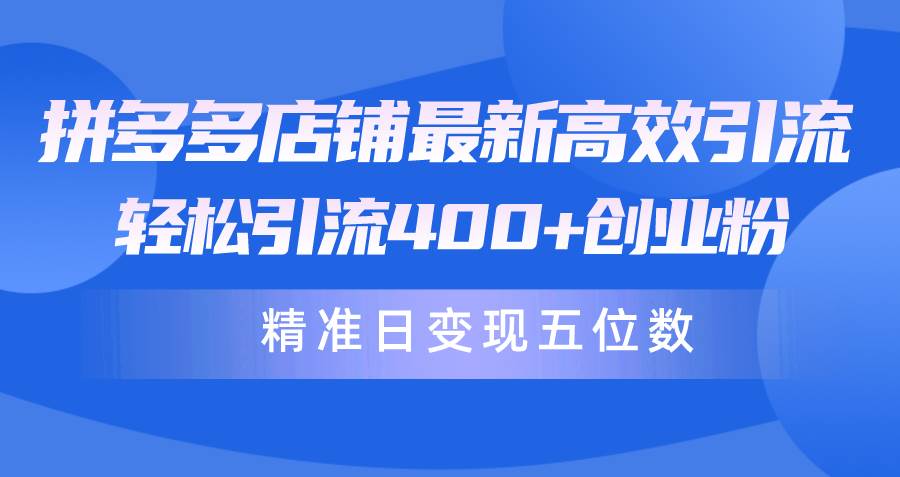 拼多多店铺最新高效引流术，轻松引流400+创业粉，精准日变现五位数！-时光资源网