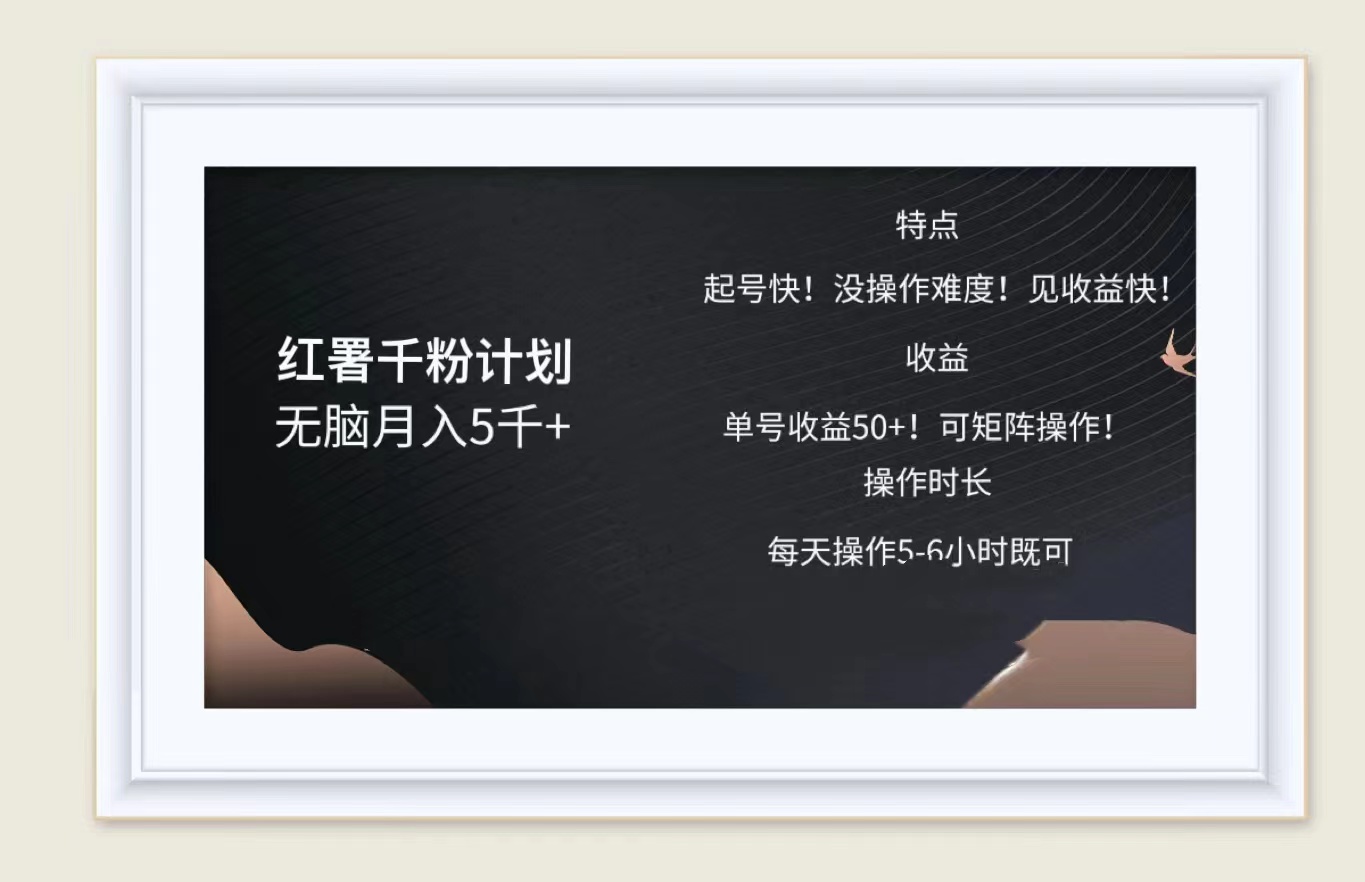 红薯千粉计划无脑月入5千➕！既做既赚！-时光资源网