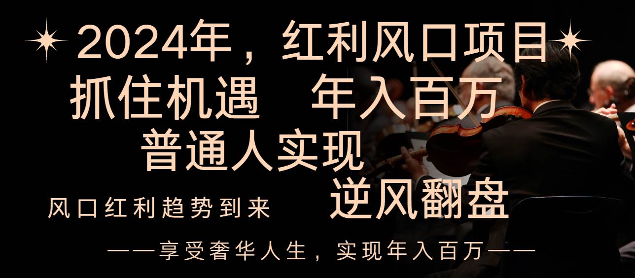 2024红利风口项目来袭，享受第一波红利，逆风翻盘普通人也能实现，年入百万-时光资源网