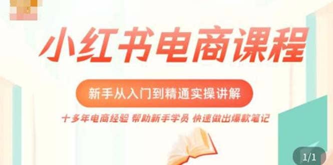 小红书电商新手入门到精通实操课，从入门到精通做爆款笔记，开店运营-时光资源网
