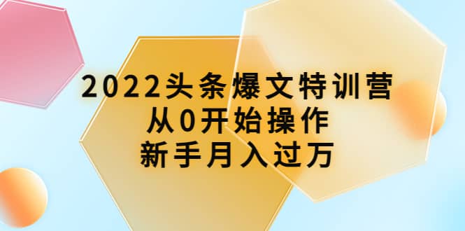 2022头条爆文特训营：从0开始操作，新手月入过万（16节课时）-时光资源网