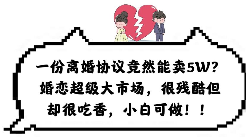 一份离婚协议竟然能卖5W？婚恋超级大市场，很残酷但却很吃香，小白可做-时光资源网