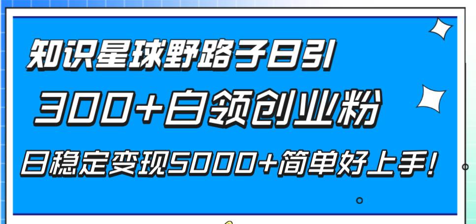 知识星球野路子日引300+白领创业粉，日稳定变现5000+简单好上手！-时光资源网